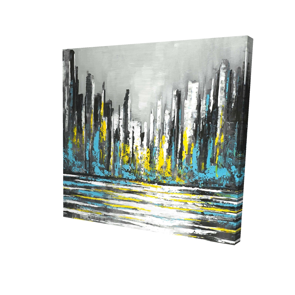 2080-0808-CI335 8 x 8 in. Gray Abstract Building Canvas - Abstract Blue Skyline Decor