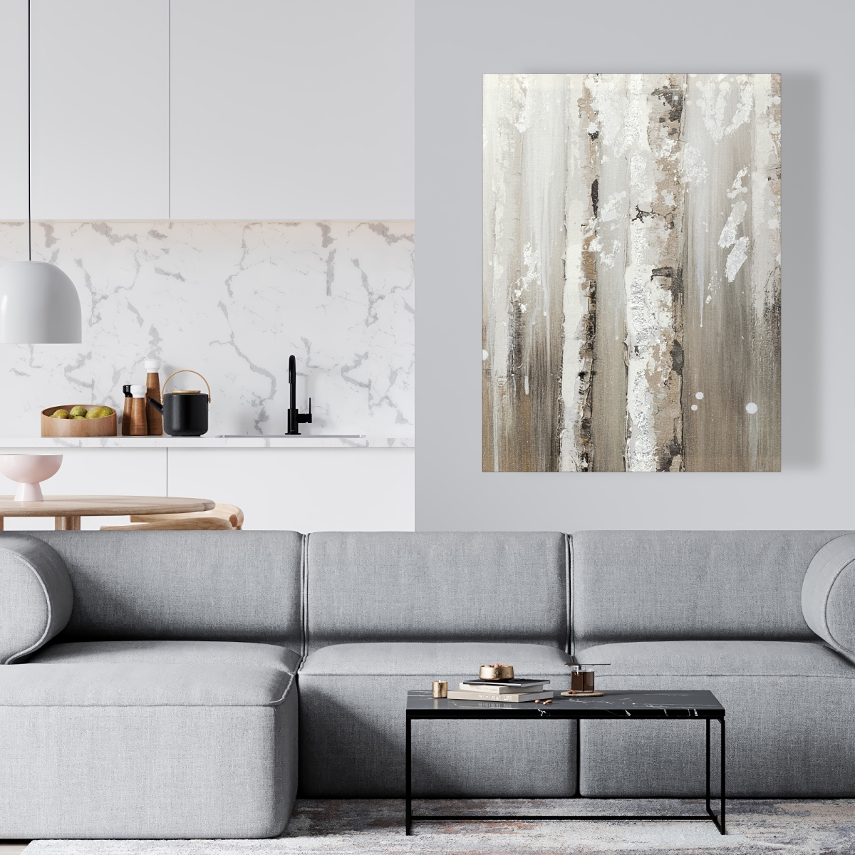 C1RC3648MU5THM 36 x 48 in. Delicate Birch Trees - Beige Canvas Home Decor Art Print