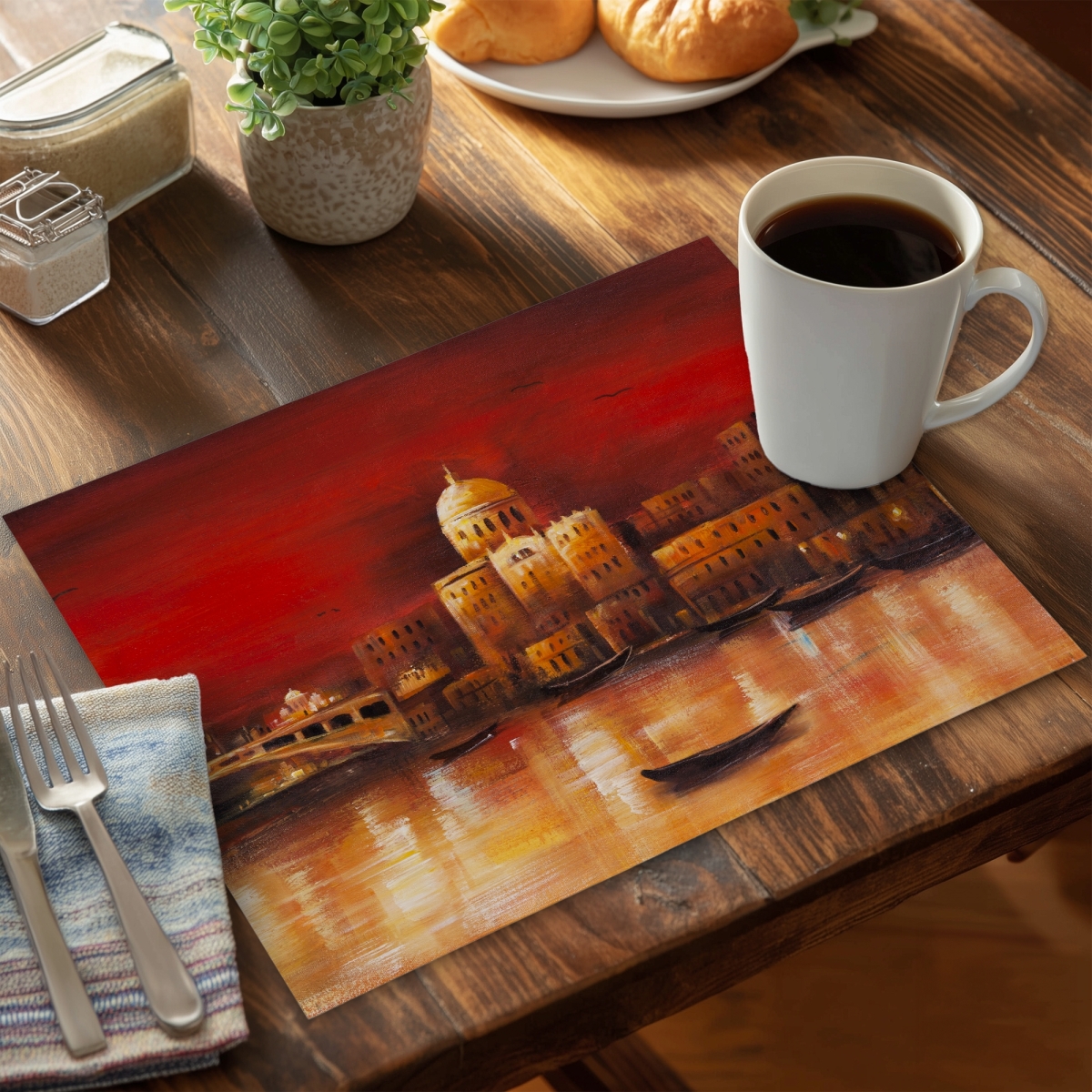 Picture of Begin Home Decor C6PP1418Q50S01 14 x 18 in. Venise By Red Dawn - Polyester Placemat for Home Decor - Set of 6