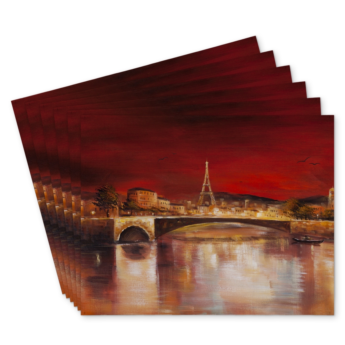 Picture of Begin Home Decor C6PP14187QH1WU 14 x 18 in. Paris By Red Dawn Polyester Placemat - Elegant Home Decor - Set of 6