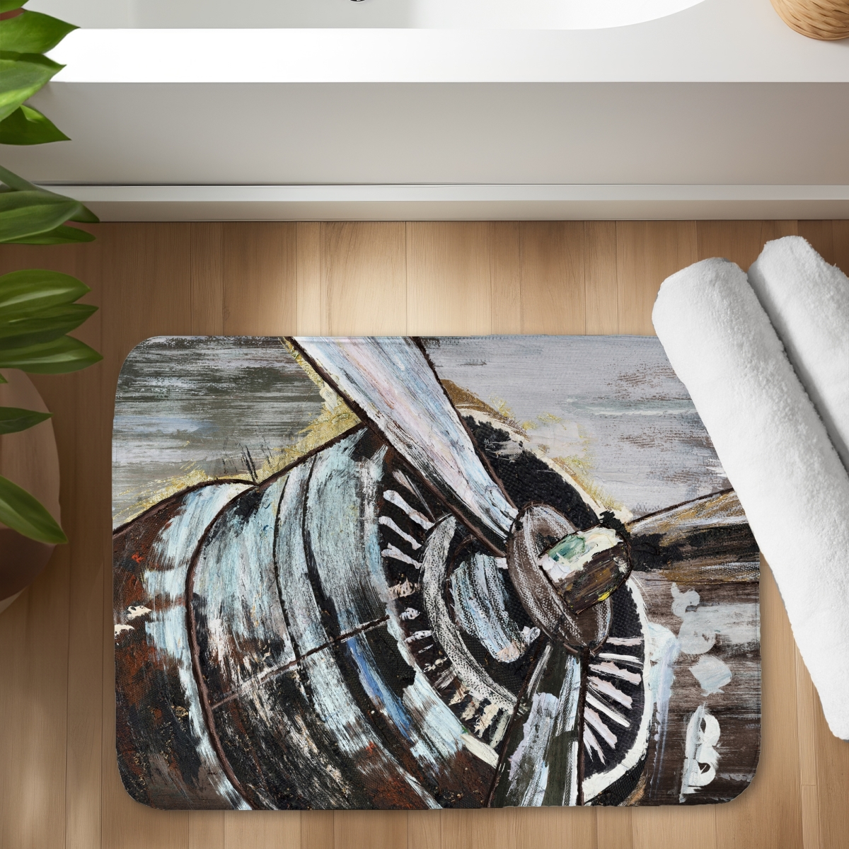 C1BM1724ADPRUD 17 x 24 in. Airplane Propeller Bath Mat - Aviation Home Decor Accessory