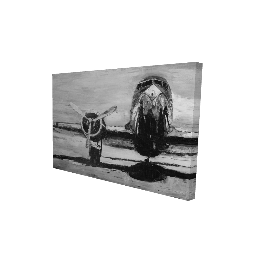 2080-2436-TR20 24 x 36 in. Grayscale Plane - White Office Canvas for Home Decor - Art
