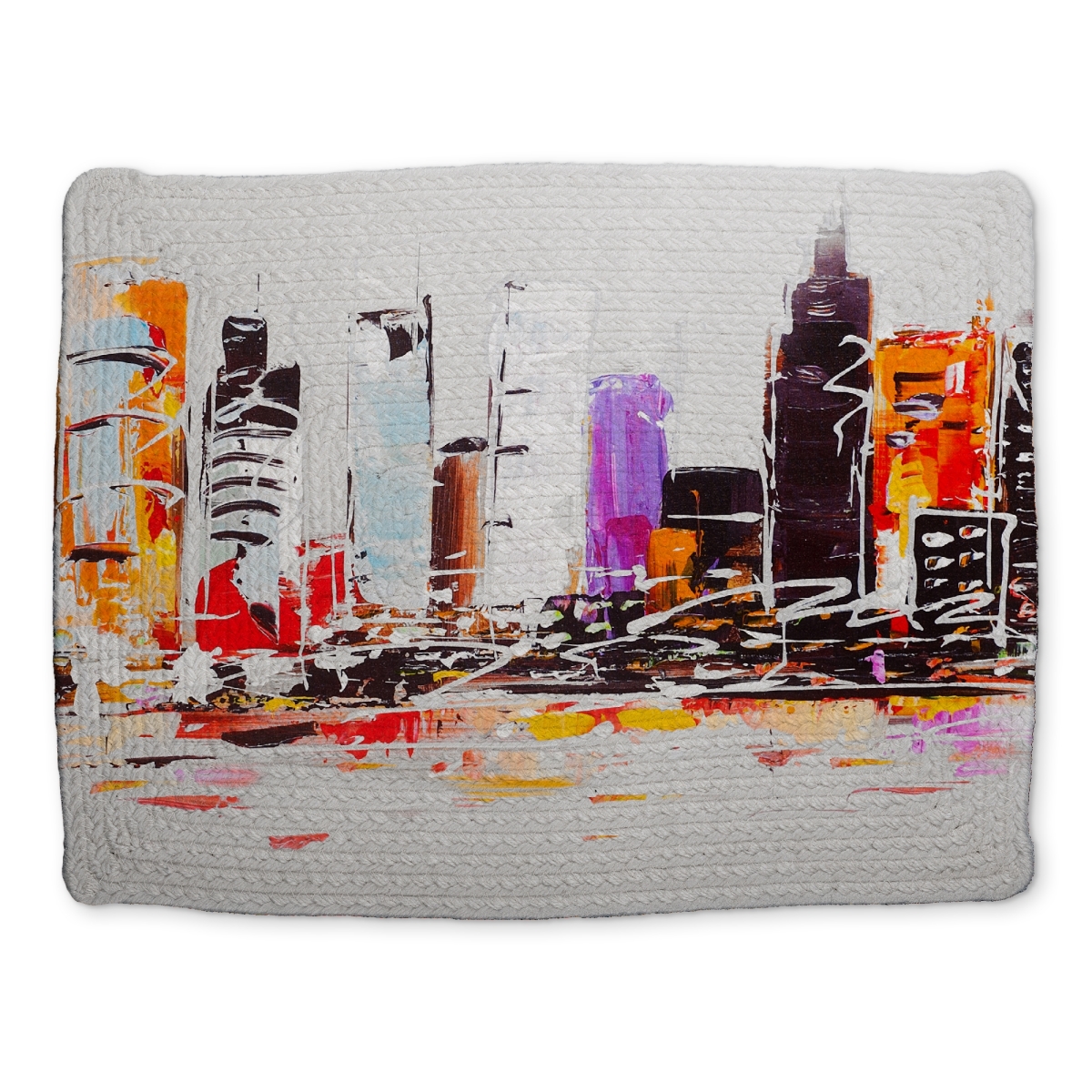 Picture of Begin Home Decor CBPM1418KEEUTQ 14 x 18 in. Abstract City Bright Colors Braided Polyester Placemat Decor