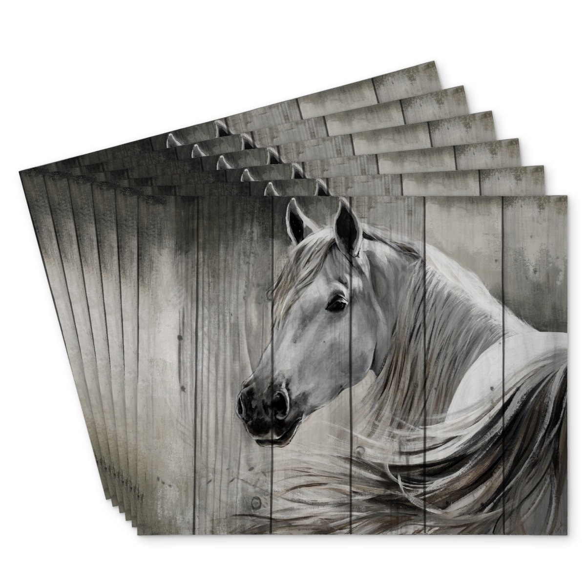 Picture of Begin Home Decor C6PP14187WBDD9 14 x 18 in. Rustic Horse Polyester Placemat - Home Decor Accent - Set of 6