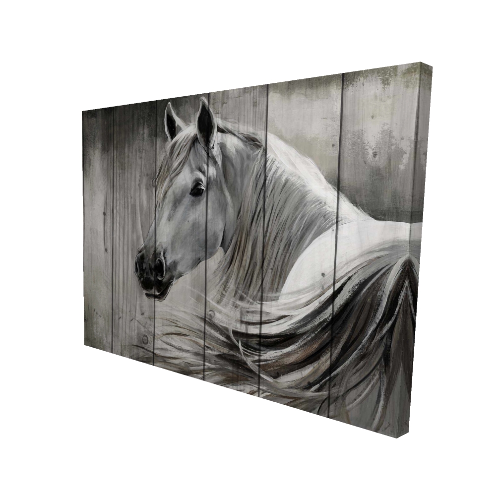2080-3648-AN10 36 x 48 in. Rustic Horse Canvas - Farm Animals White Art - Home Decor