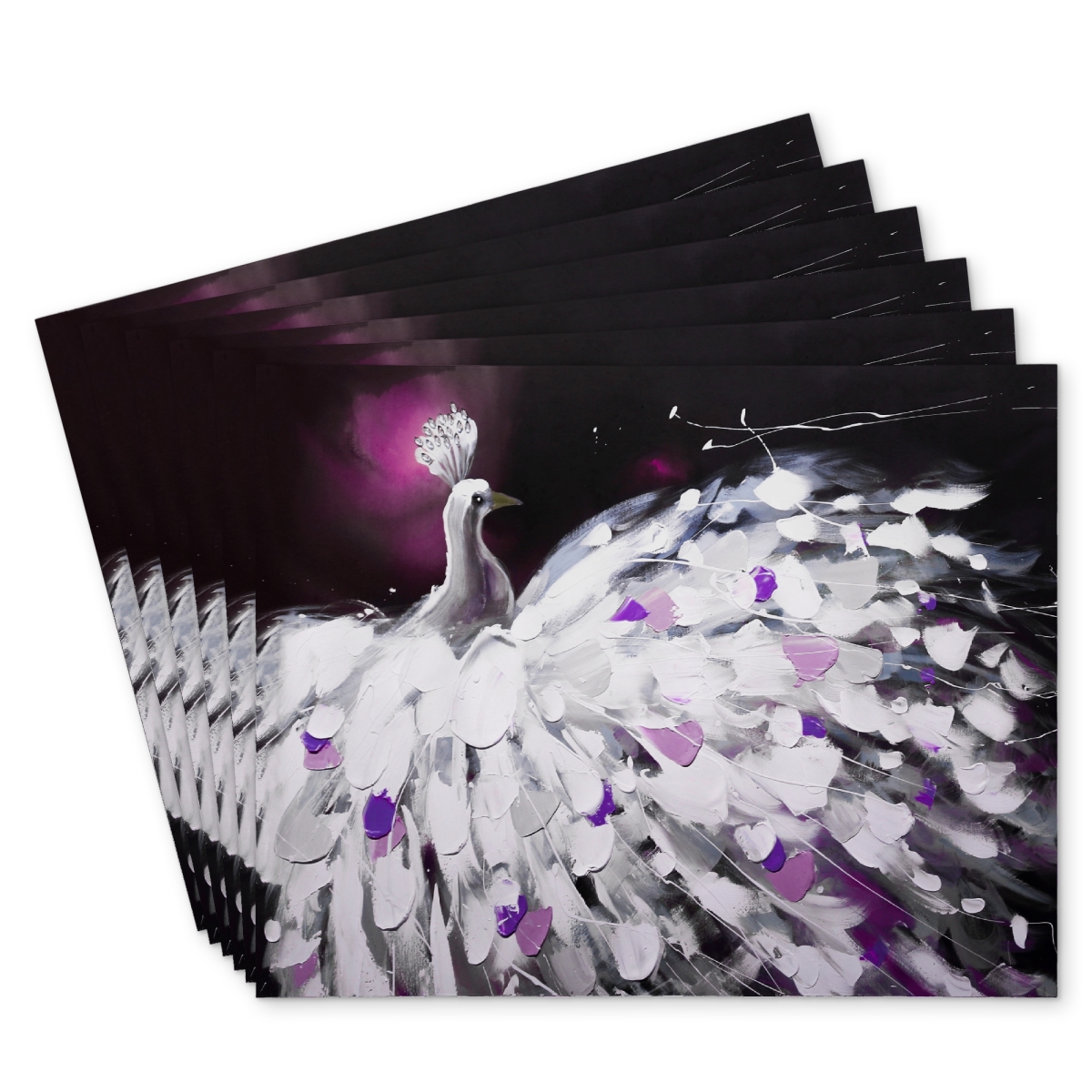 Picture of Begin Home Decor C6PP14188JYOHS 14 x 18 in. Purple Peacock Polyester Placemat - Stylish Home Decor Accent - Set of 6