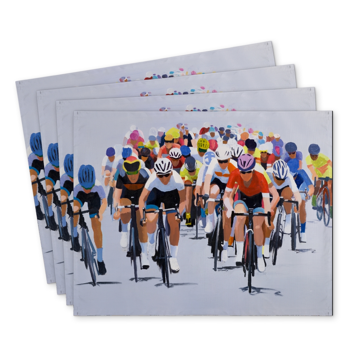 Picture of Begin Home Decor C4PP1418X9QLUK 14 x 18 in. Cycling Competition Polyester Placemat for Home Decor - Stylish - Set of 4