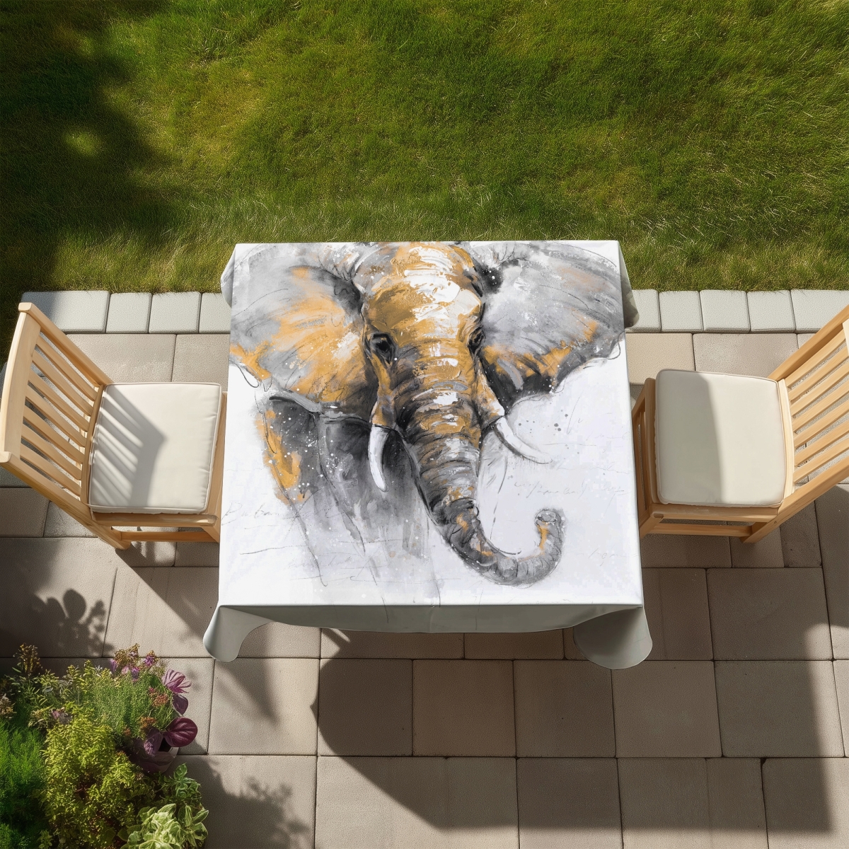 Picture of Begin Home Decor C1TC5858ZBCPVO 58 x 58 in. Elephant Gray Tablecloth - Indoor & Outdoor Home Decor Tablecloth
