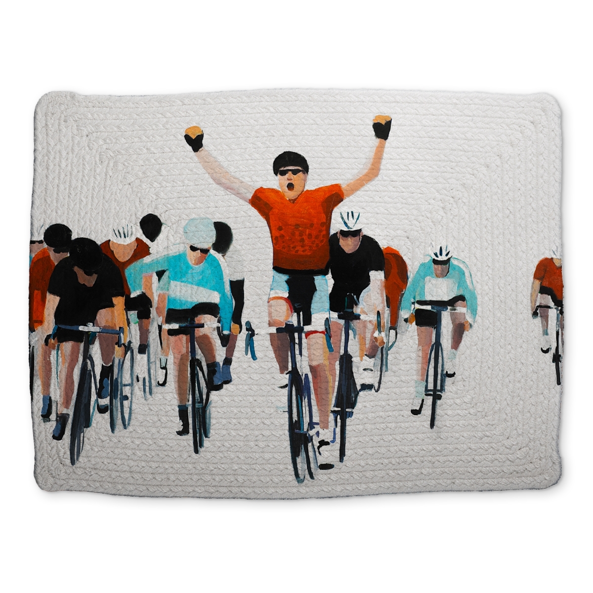 Picture of Begin Home Decor CBPM1418NG7HTH 14 x 18 in. Cyclists At the End of a Race Braided Polyester Placemat