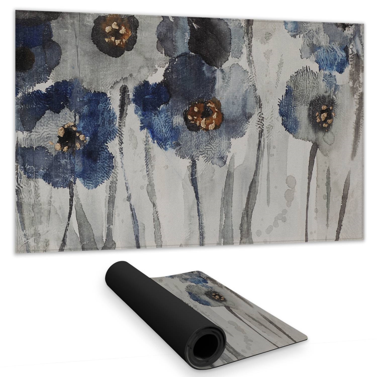 C1DM1424NUTHD2 14 x 24 in. Blue Botanical Bedroom Desk Mat - Blue Blurry Flowers Decor