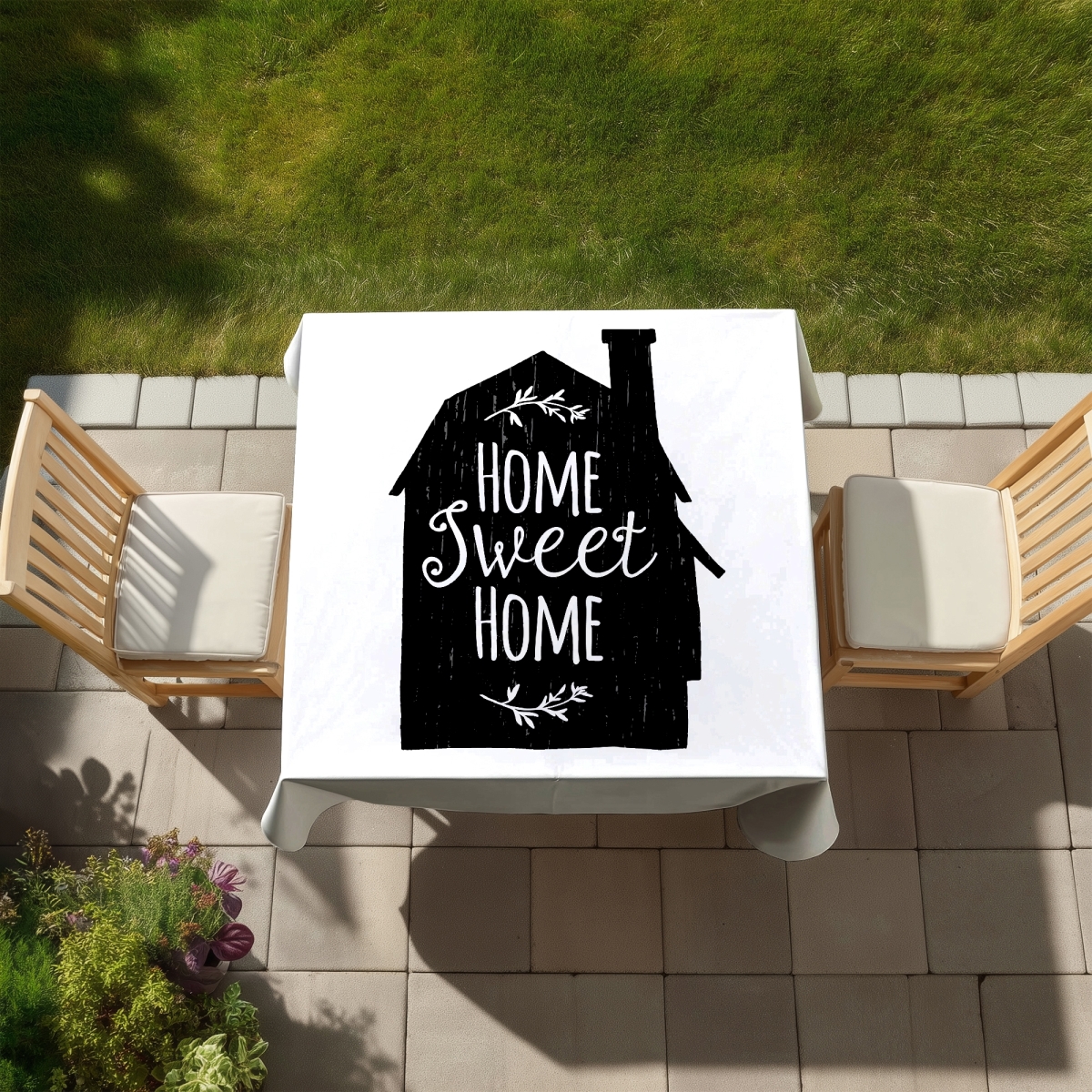 Picture of Begin Home Decor C1TC5858GV5KTK 58 x 58 in. Home Sweet Home Minimalist Kitchen Tablecloth - Indoor & Outdoor