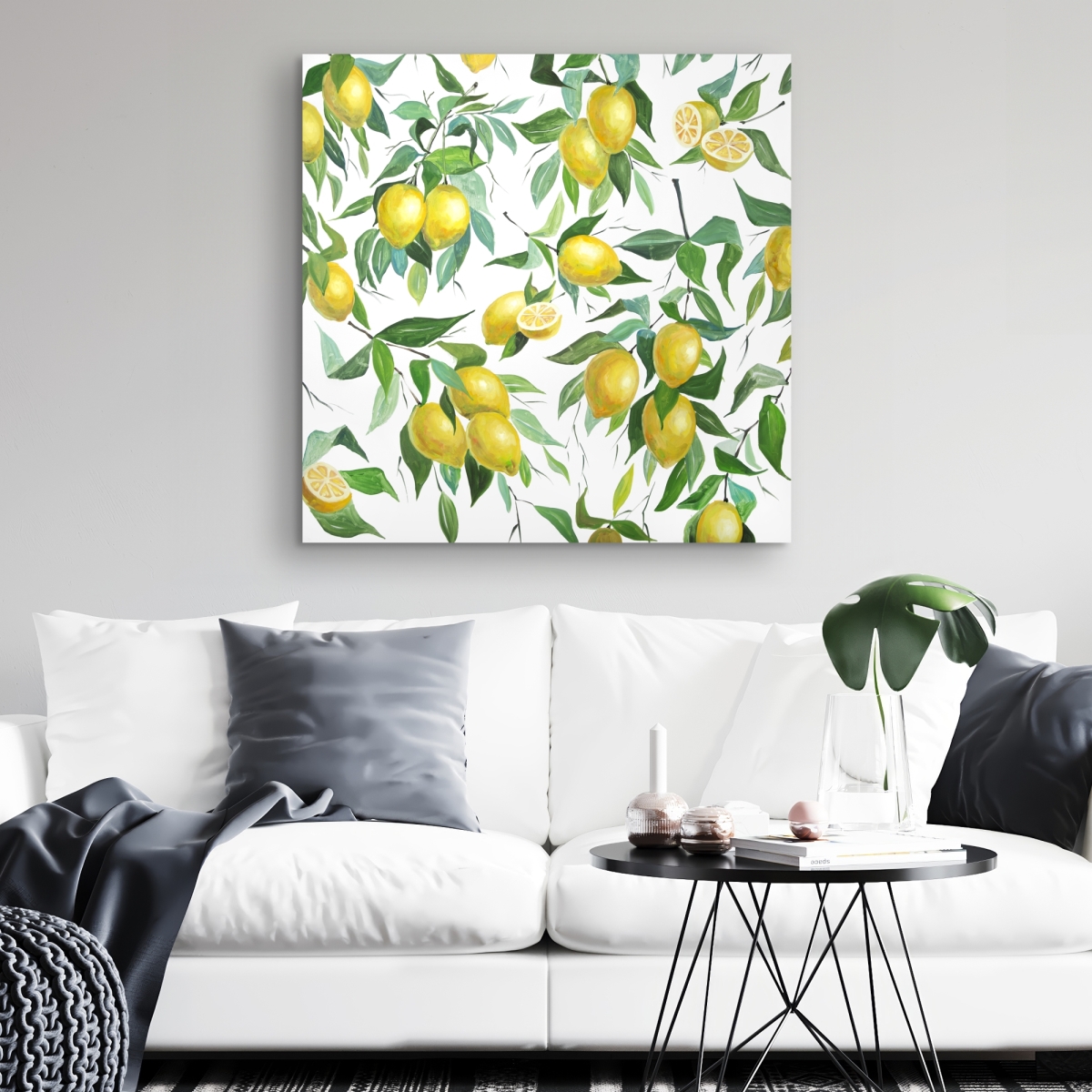 C1RC3232O0J56I 32 x 32 in. Lemon Pattern Kitchen Gastronomy Canvas - Home Decor Accent