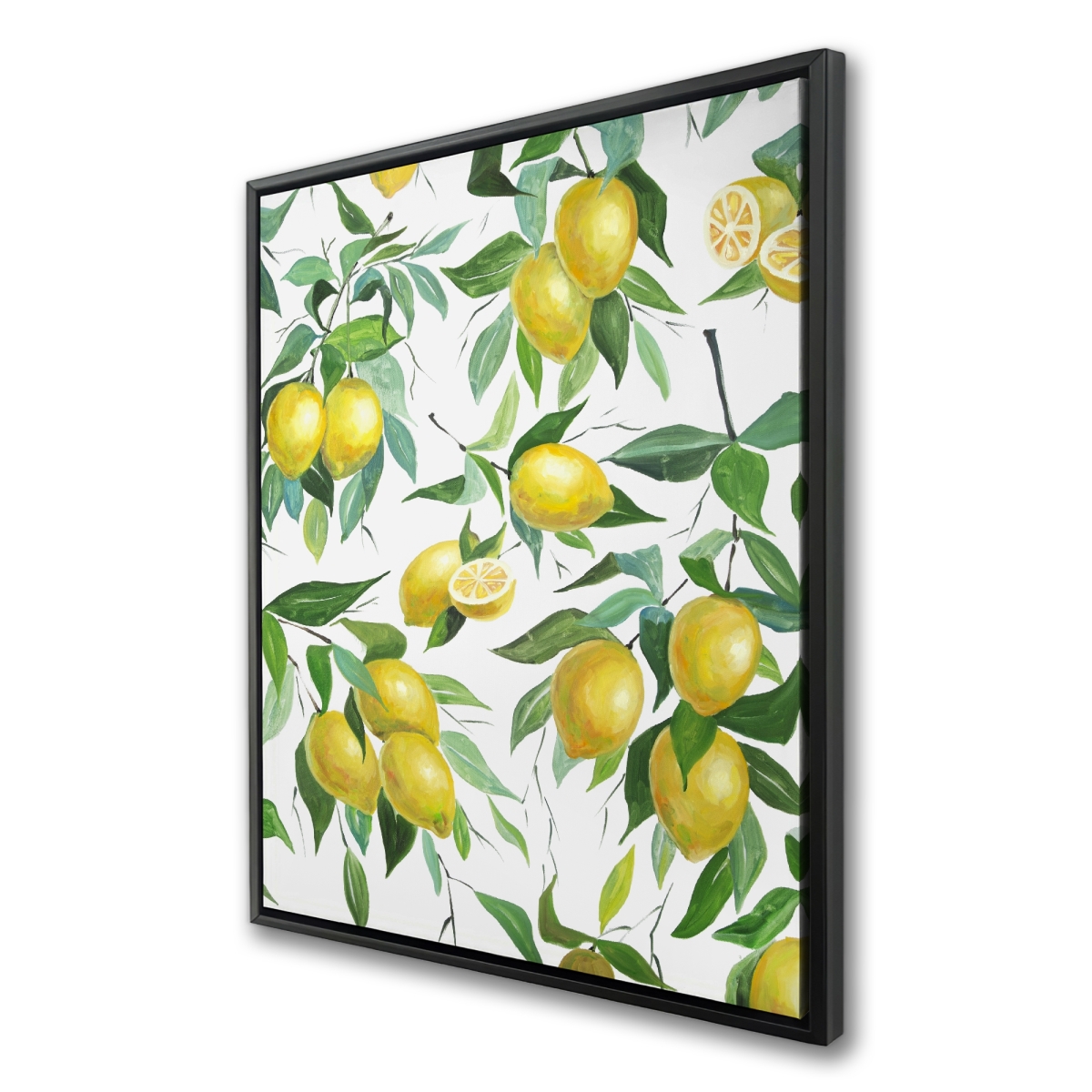 C1FC36489EG8PU 36 x 48 in. Lemon Pattern Food Green Framed Canvas - Home Decor Art