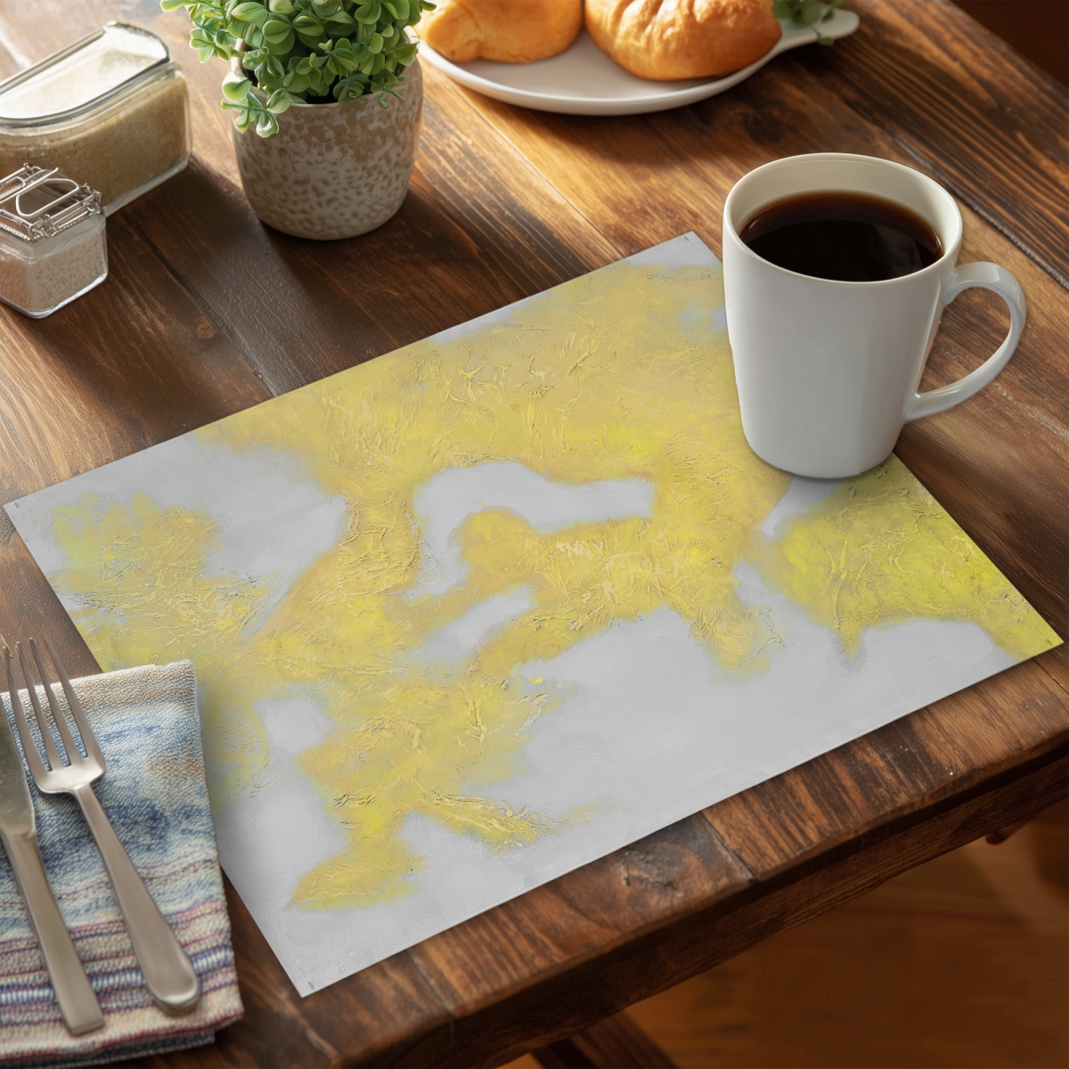 Picture of Begin Home Decor C6PP1418EHAWDR 14 x 18 in. Gold Stains Polyester Placemat - Stylish Home Decor Accent - Set of 6