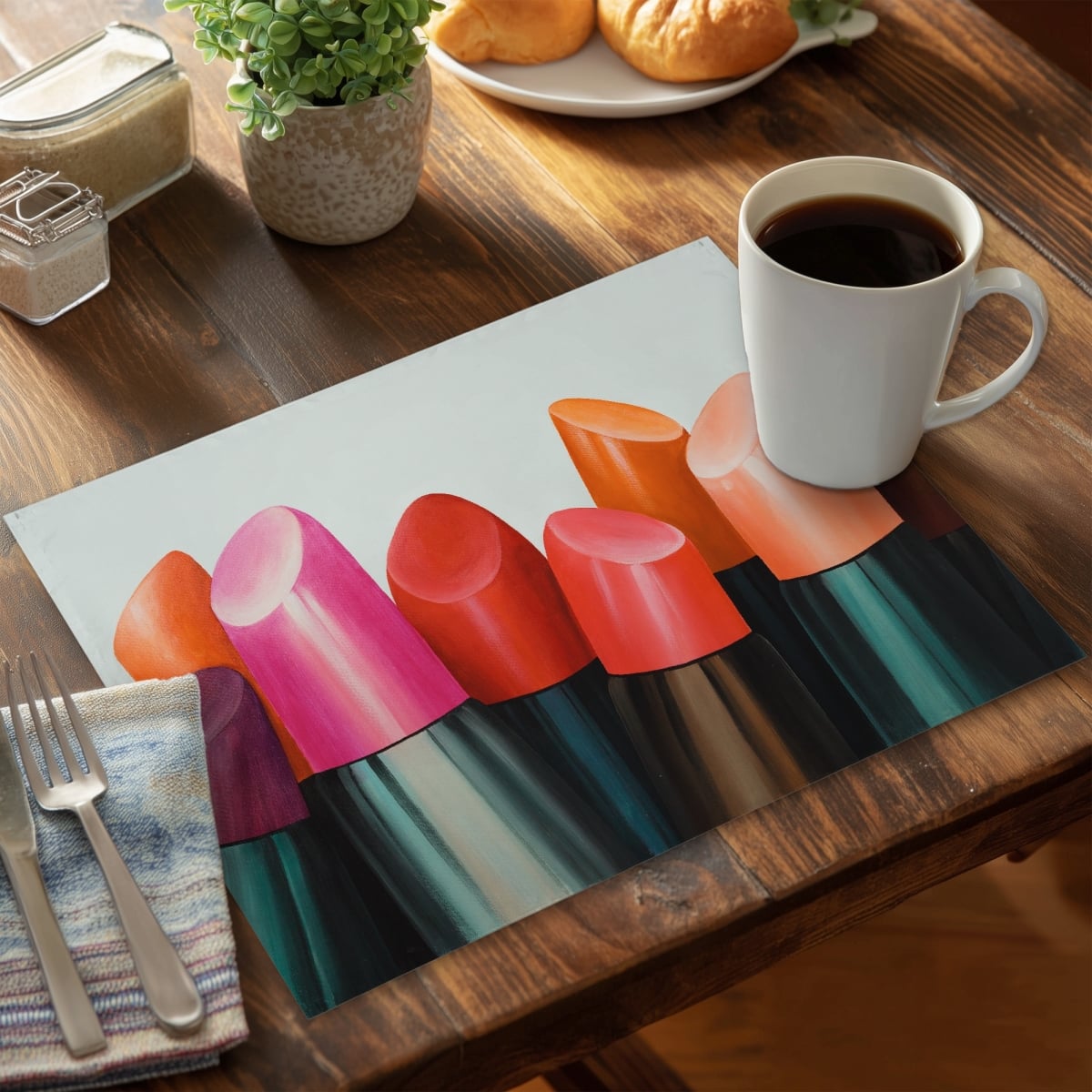 CPPM141856QVSO 14 x 18 in. Lipstick Addict Bedroom Beauty Romantic Polyester Placemat