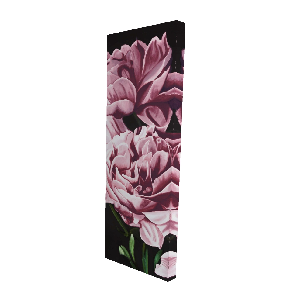 2080-4816-FL355-1 16 x 48 in. Pink Peonies Canvas - Romantic Black Bedroom Wall Art Decor