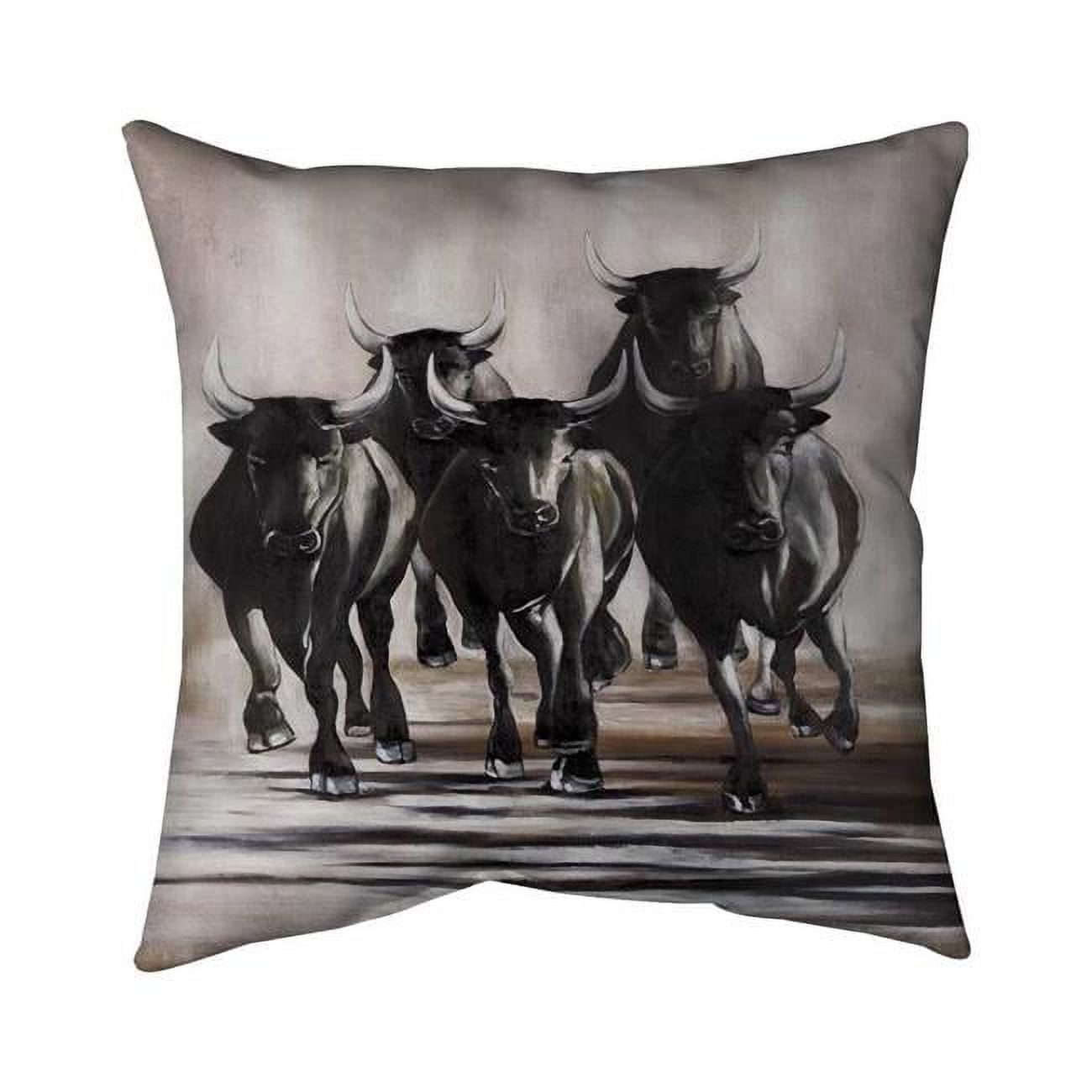 20 x 20 in. Group of Running Bulls-Double Sided Print Indoor Pillow