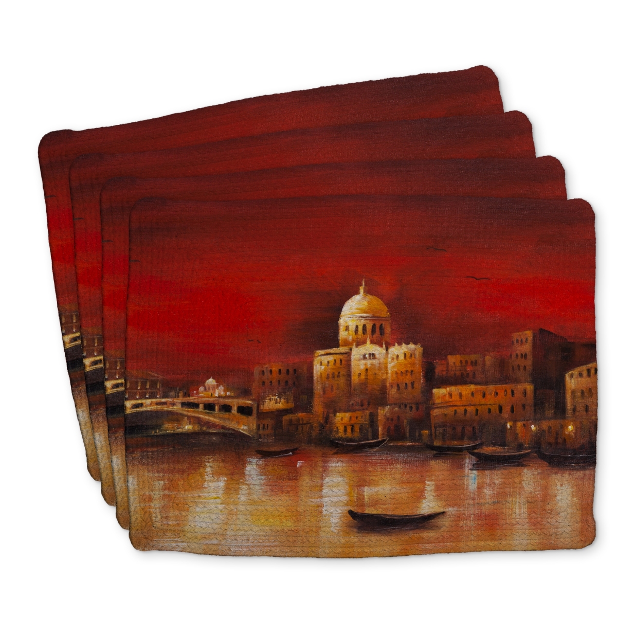 Picture of Begin Home Decor C4BP1418HWZNTY 14 x 18 in. Venise By Red Dawn - Braided Polyester Placemat for Home Decor - Set of 4