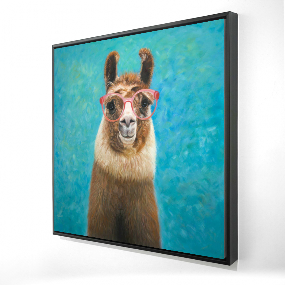 2081-3636-AN515 36 x 36 in. Lovable Llama - Turquoise Framed Canvas for Home Decor