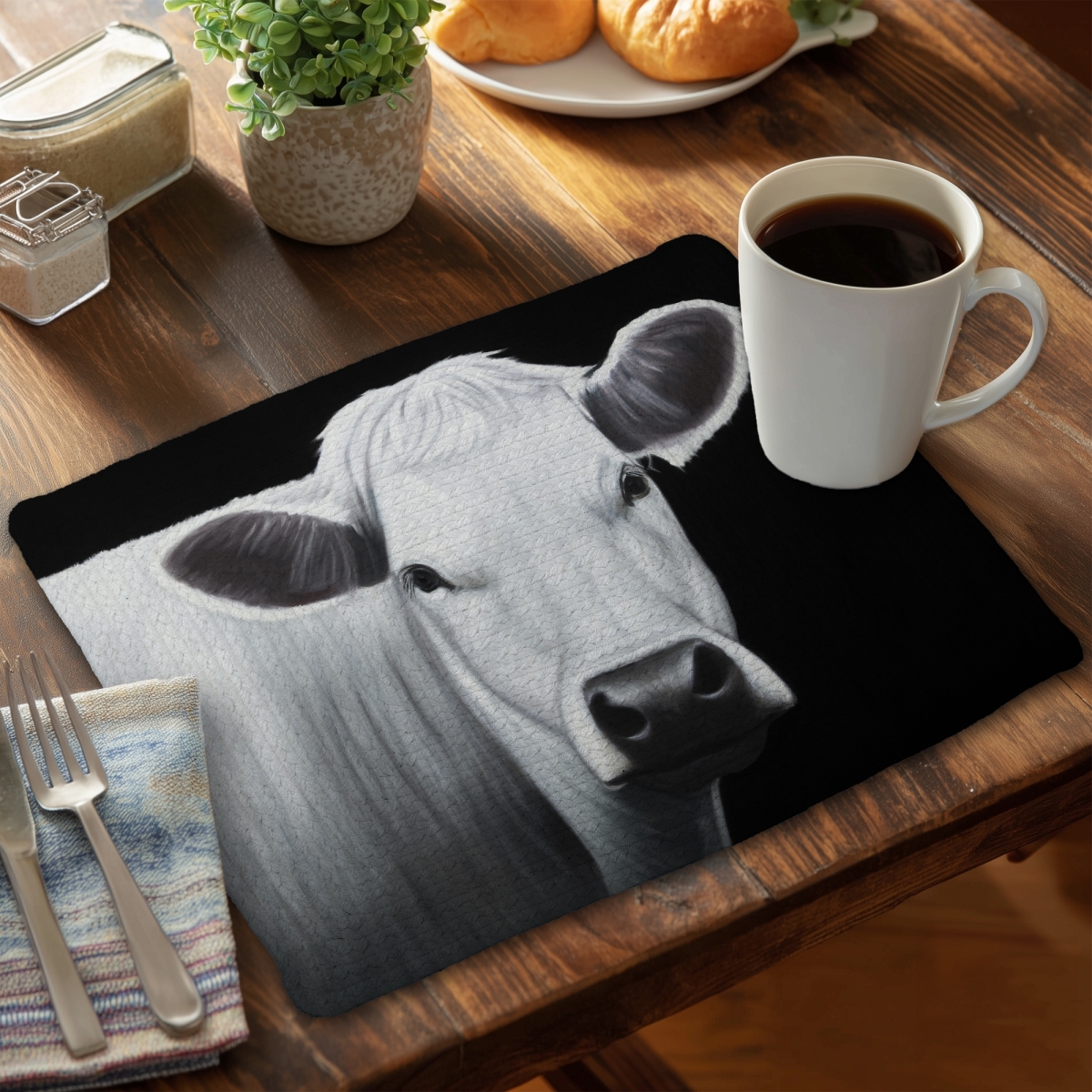 Picture of Begin Home Decor CBPM1418BS9U5O 14 x 18 in. White Cow Braided Polyester Placemat - Monochrome Home Decor
