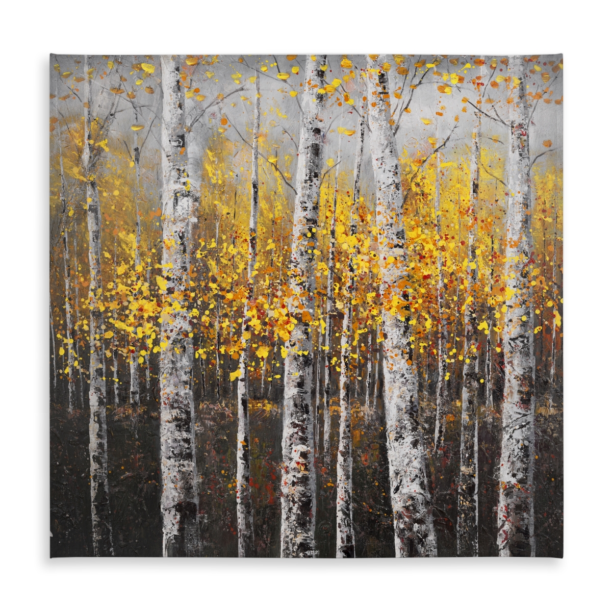 Picture of Begin Home Decor C1TC58580PQ7UG 58 x 58 in. Gray Contemporary Landscapes Tablecloth - Sunny Birch Trees
