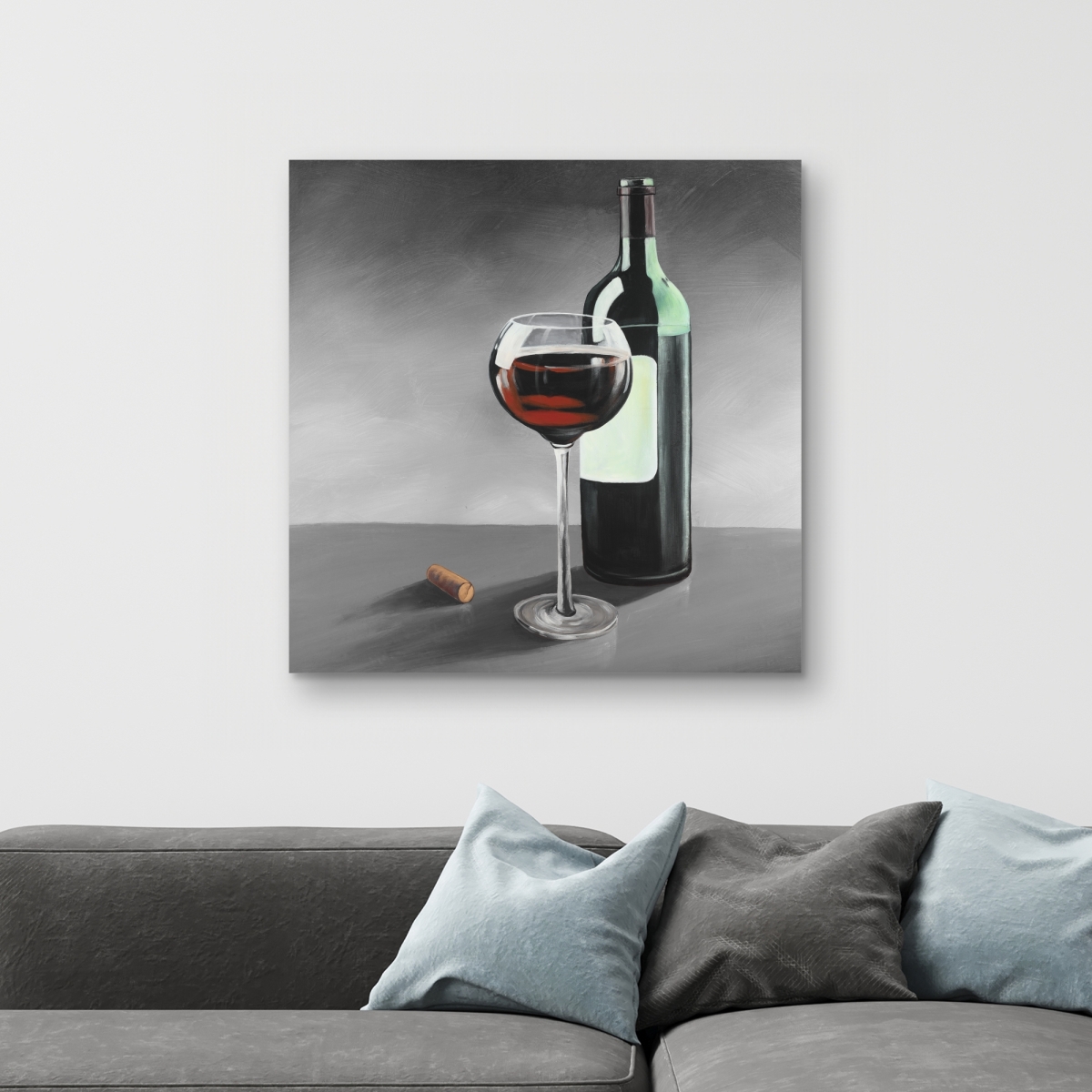 C1RC32328H15DH 32 x 32 in. Bottle of Burgundy - Still Life Food Canvas for Home Decor