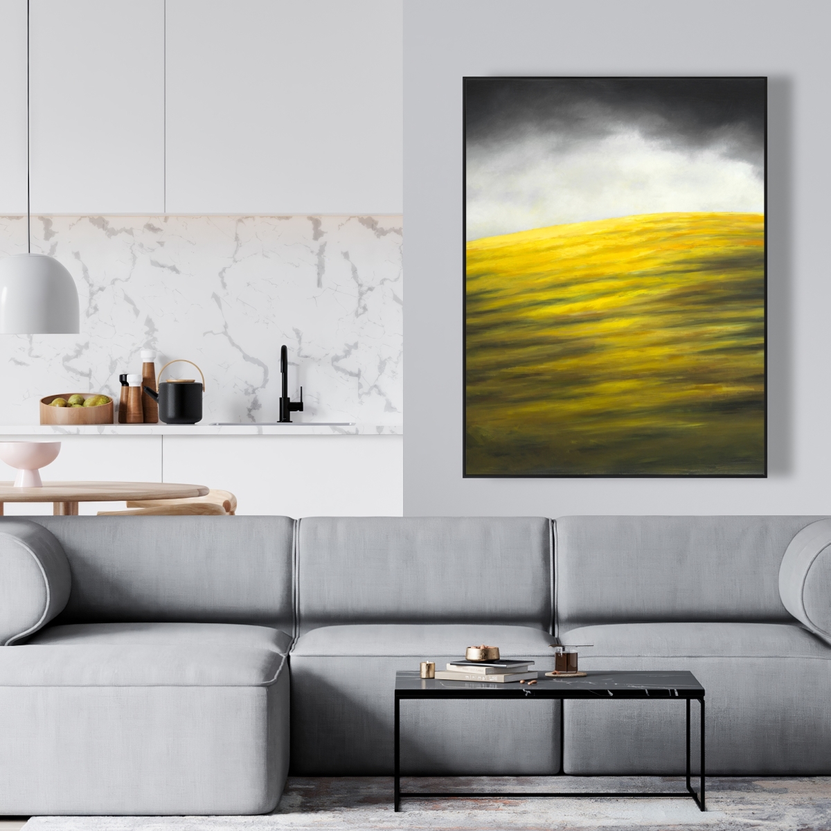 C1FC3648XBVQK9 36 x 48 in. Yellow Hill - Landscapes Mountains Framed Canvas Art Decor
