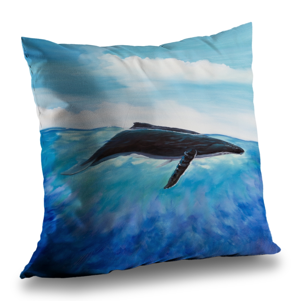 C1PC141410D201 14 x 14 in. Blue Whale - Classic Blue Poly Twill Throw for Home Decor