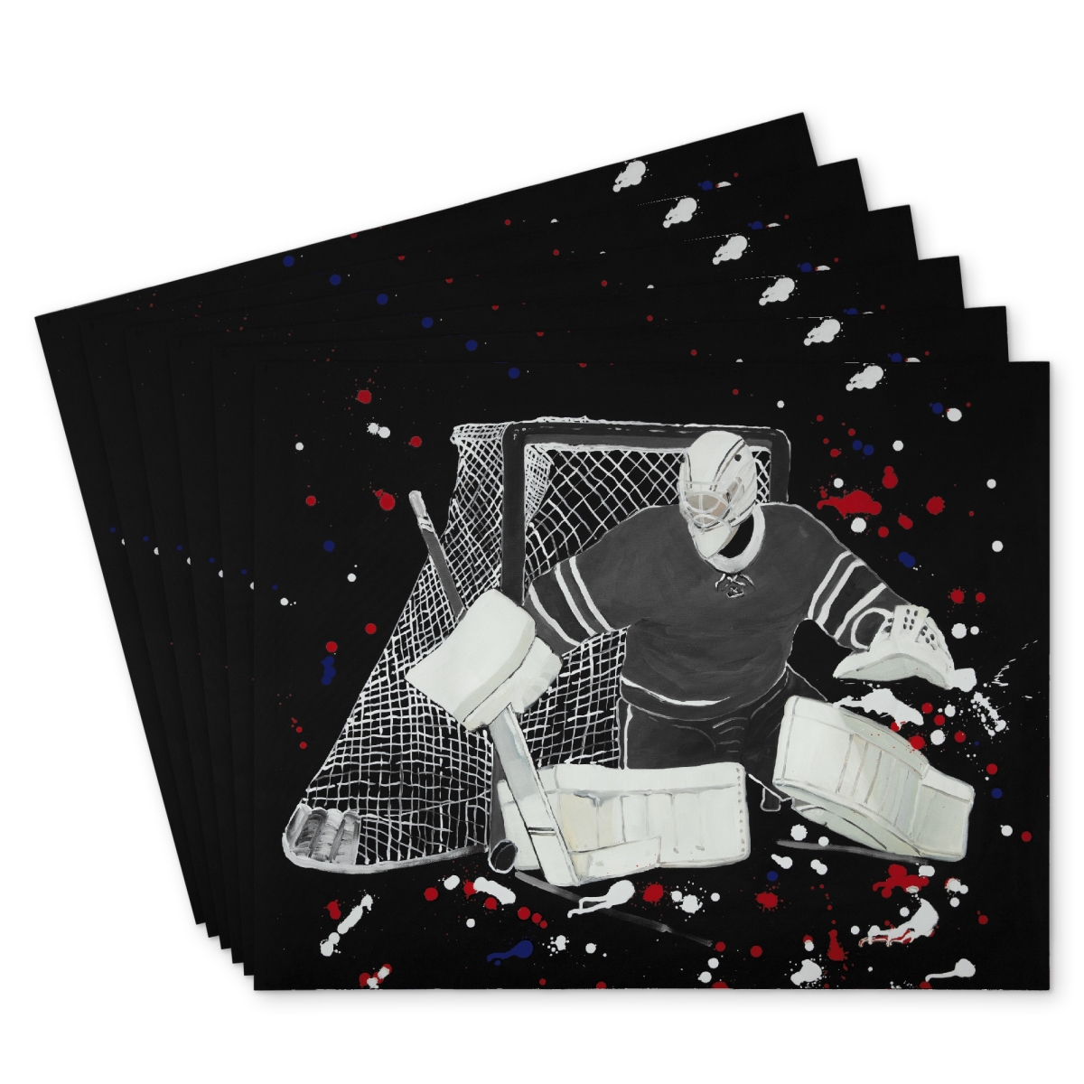 Picture of Begin Home Decor C6PP14187W4U7D 14 x 18 in. Goalkeeper Hockey Goal - Polyester Placemat for Home Decor - Set of 6