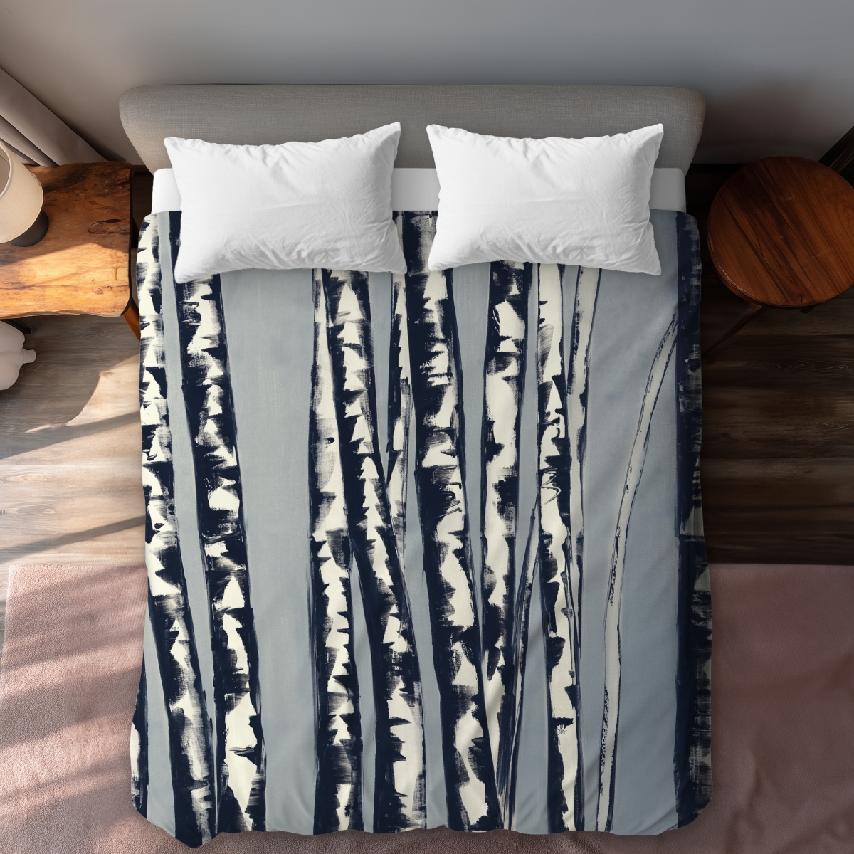 C1DCQSW0663DWL Queen Size Abstract Birch Forest Rustic Office Duvet Cover - Home Decor