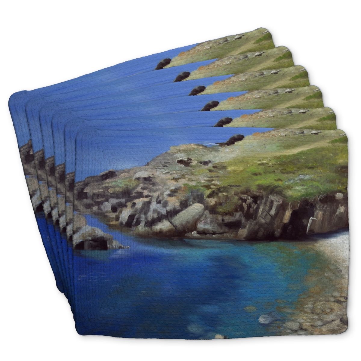 Picture of Begin Home Decor C6BP14185280ZW 14 x 18 in. Spanish Coast Braided Polyester Placemat - Home Decor Accent - Set of 6