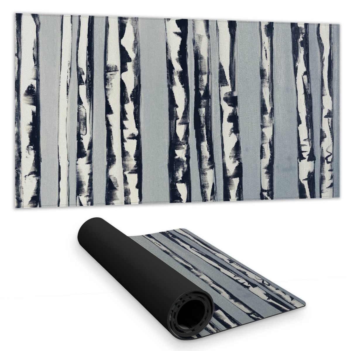 C1DM1531OHLRUM 16 x 32 in. Blue Desk Mat with Small Birch Trees - Modern Home Decor