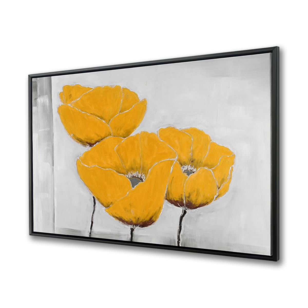 C1FC3648VXXUZO 36 x 48 in. Three Yellow Flowers - Botanical Canvas Art for Home Decor