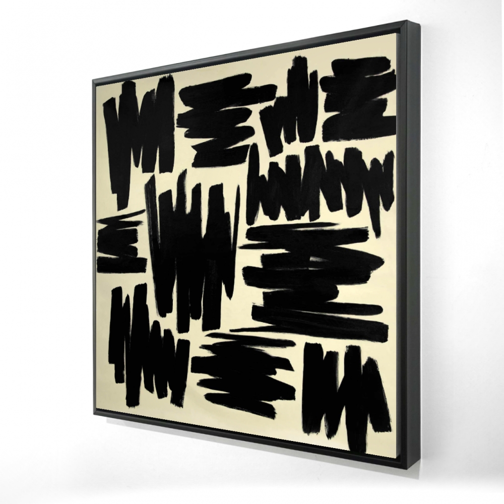 2081-3636-AB113 36 x 36 in. Deconstructed Stripes - Abstract Black Framed Canvas Art