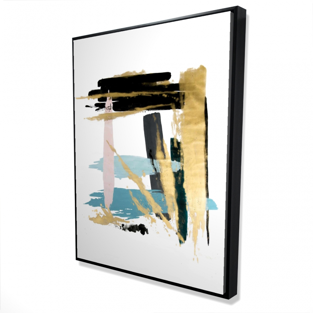 2081-4836-AB114 36 x 48 in. Pastel Stroke - Modern Gold Framed Canvas for Home Decor