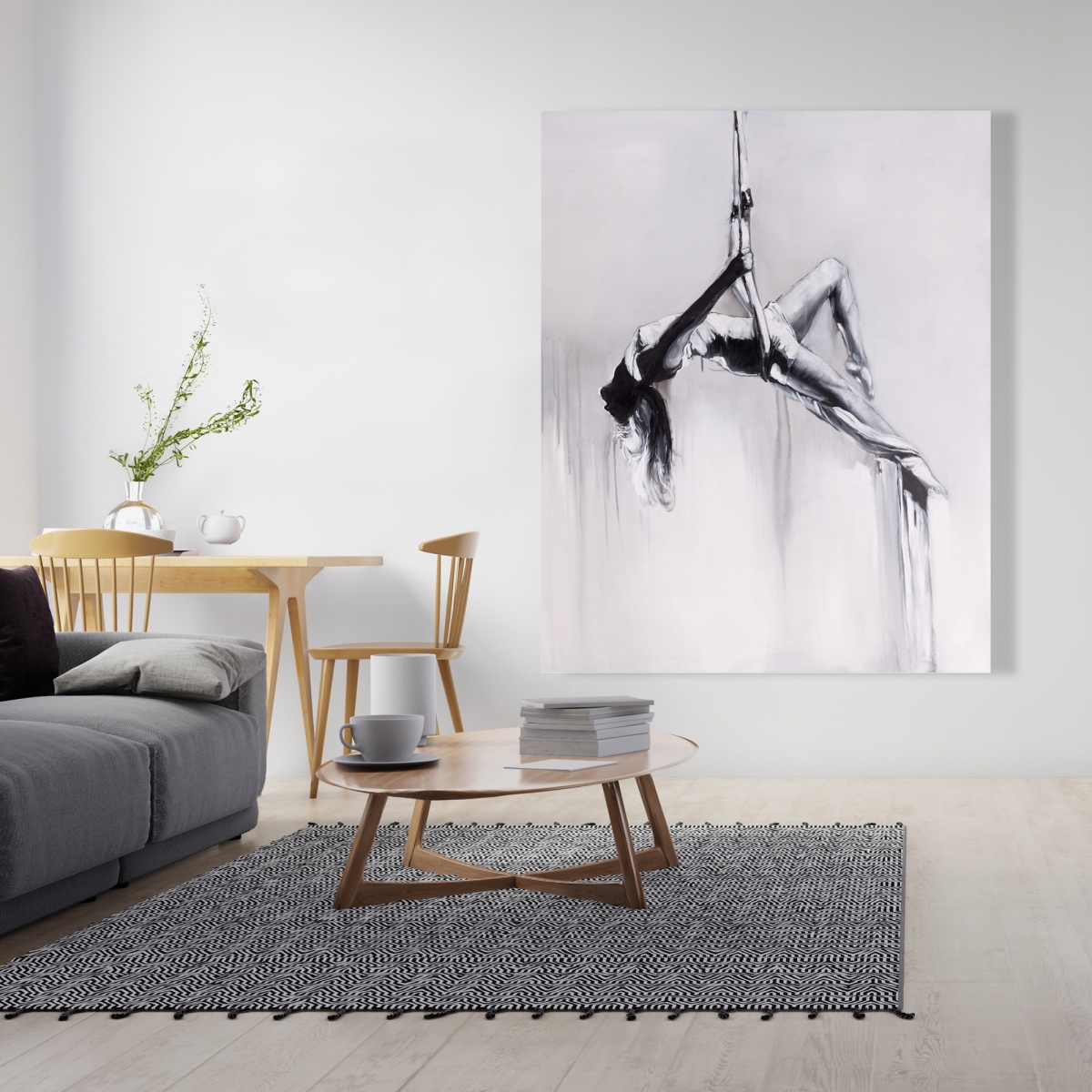 C1RC4860MCX12S 48 x 60 in. Dancer on Aerial Contortion - White Figurative Canvas Art