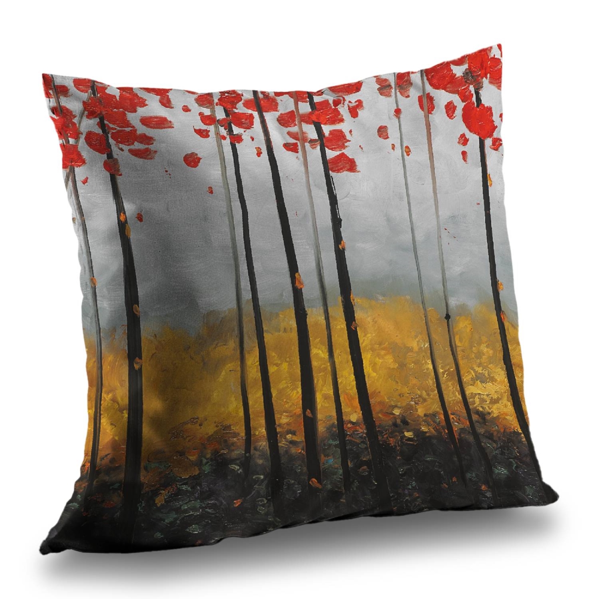 C1PT14147VBUPZ 14 x 14 in. Abstract Landscape Yellow Trees Poly Twill Throw Pillow - Decor