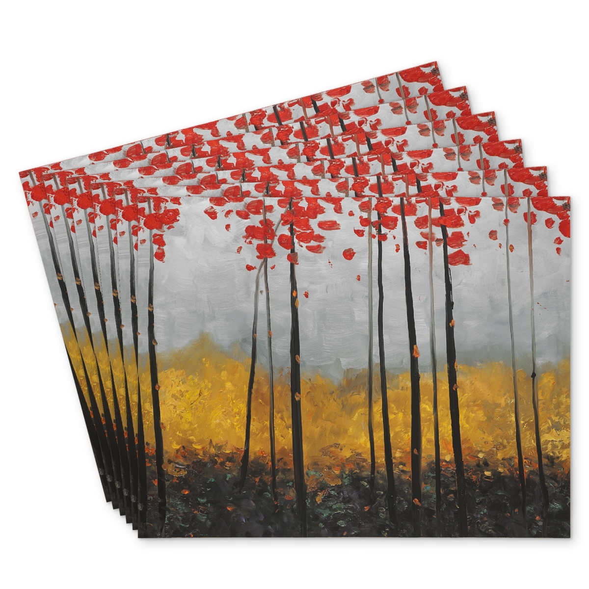 Picture of Begin Home Decor C6PP1418HGLYI7 14 x 18 in. Abstract Landscape Polyester Placemat - Home Decor Accent - Set of 6
