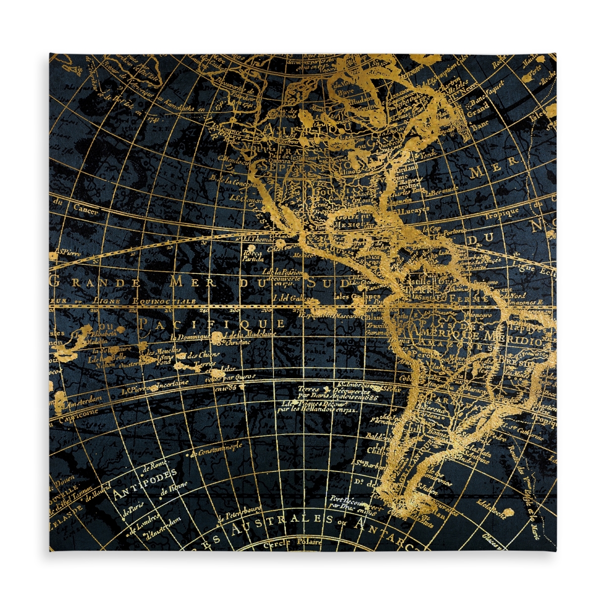Picture of Begin Home Decor C1TC58589LAENB 58 x 58 in. Blue World Map Globe Tablecloth - Indoor & Outdoor Home Decor