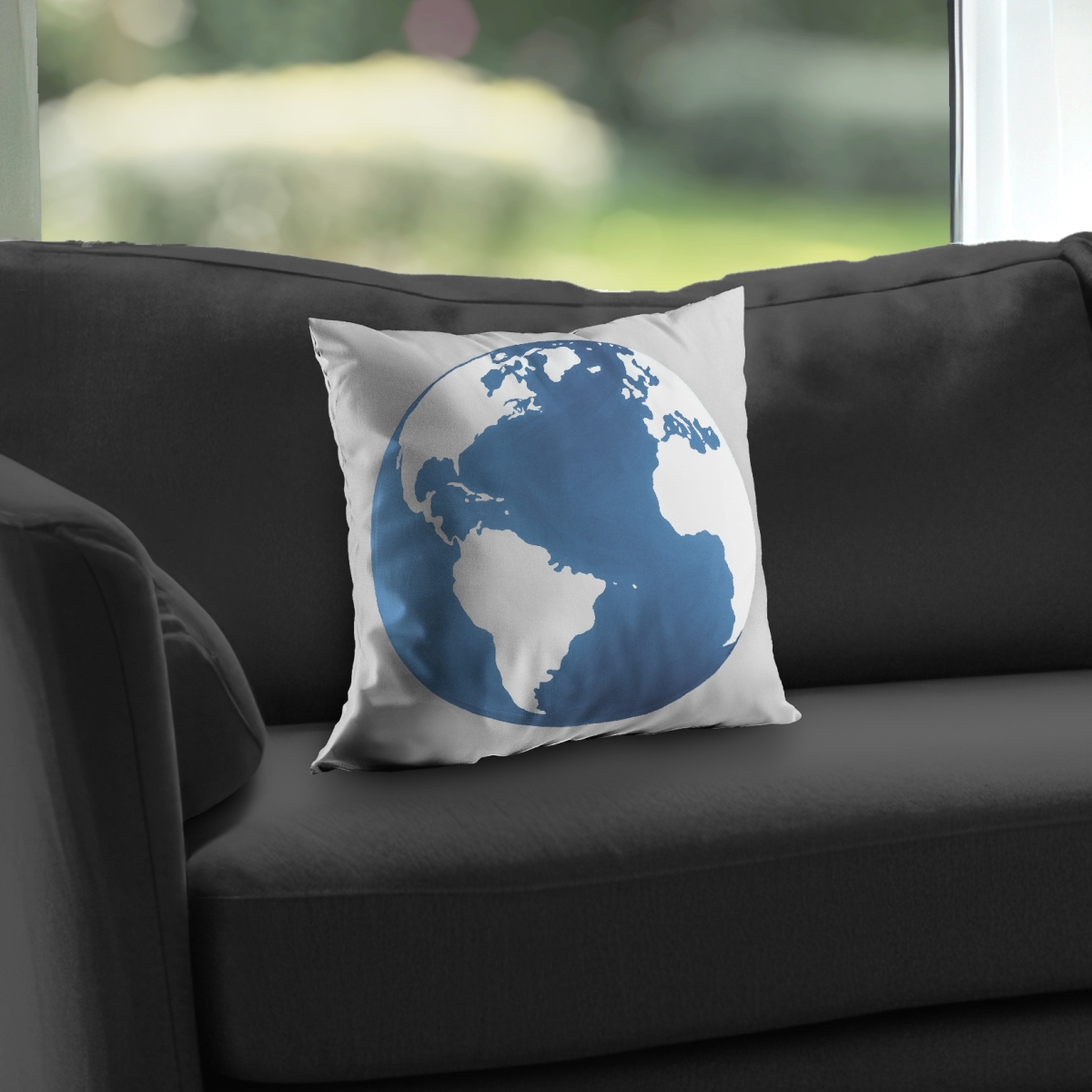 C1PT1414R00VSF 14 x 14 in. The Earth Satellite View Travel Map Poly Twill Throw Pillow