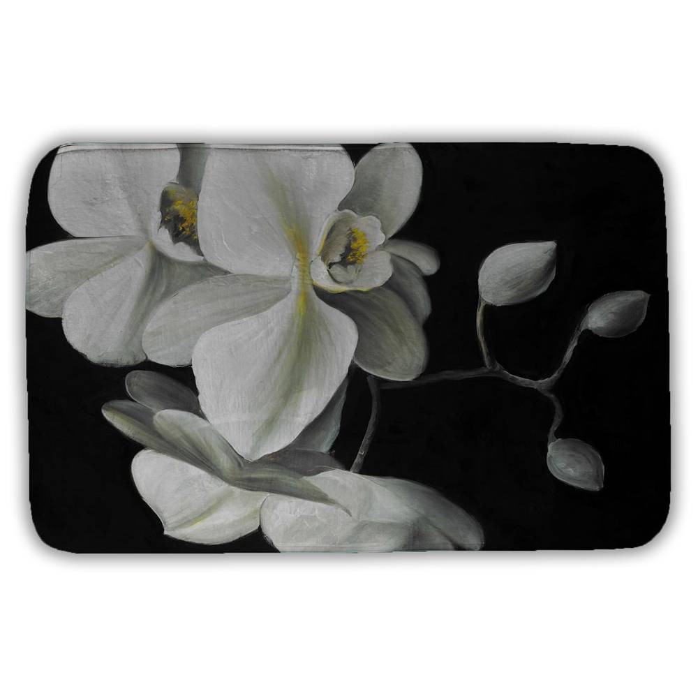 5930-3421-FL131 21 x 34 in. White Orchids Bath Mat - Hyperrealist Flowers Home Decor