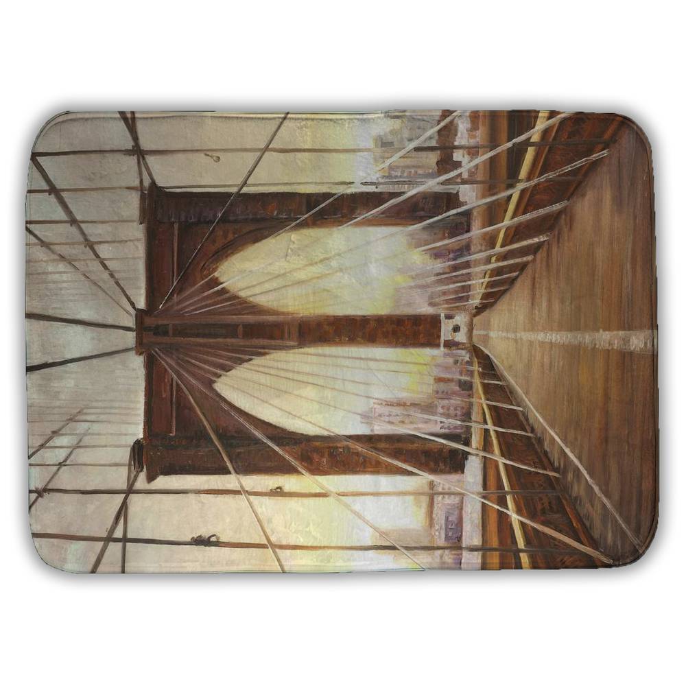 5930-2417-CI346 17 x 24 in. Sunset on Brooklyn Bridge Bath Mat - Hyperrealist Home Decor