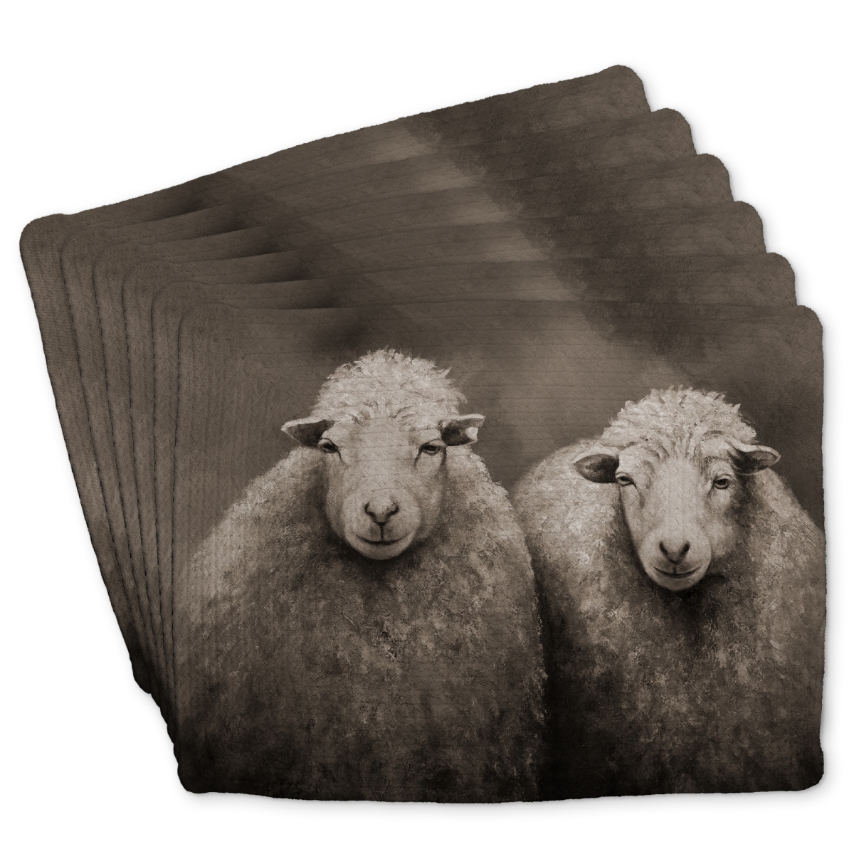 Picture of Begin Home Decor C6BP1418CTJEJB 14 x 18 in. Sheep Sepia Braided Polyester Placemat - Home Decor Accent - Set of 6