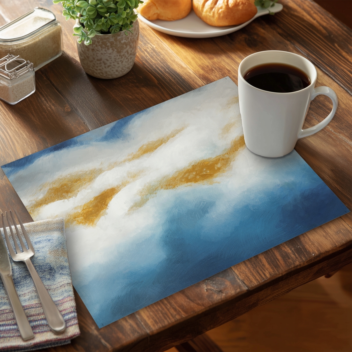 Picture of Begin Home Decor C6PP1418KKKH0H 14 x 18 in. Abstract Clouds Polyester Placemat - Stylish Home Decor - Set of 6