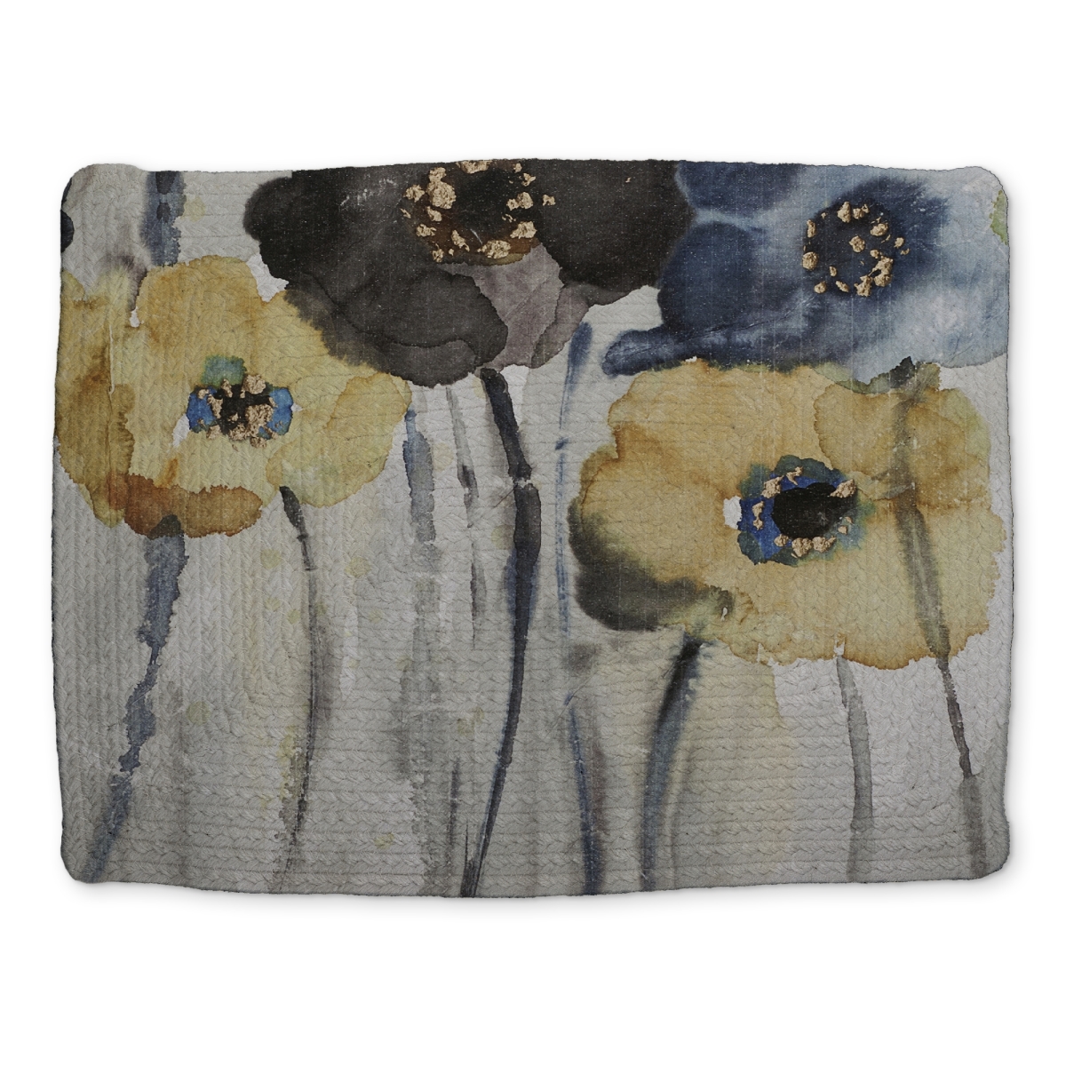 Picture of Begin Home Decor CBPM1418D2VP6M 14 x 18 in. Botanical Blue Bedroom Braided Placemat - Gray Blue Yellow Flowers