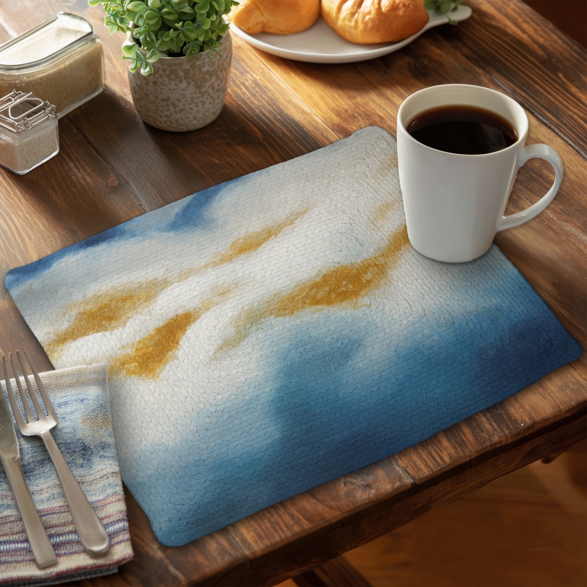 Picture of Begin Home Decor CBPM1418A6RVNL 14 x 18 in. Abstract Clouds Braided Placemat - Modern Bedroom Decor