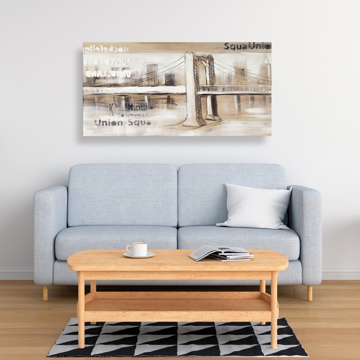 C1RC24482MSDMO 24 x 48 in. Abstract Bridge with Typography - Modern Canvas Art for Home