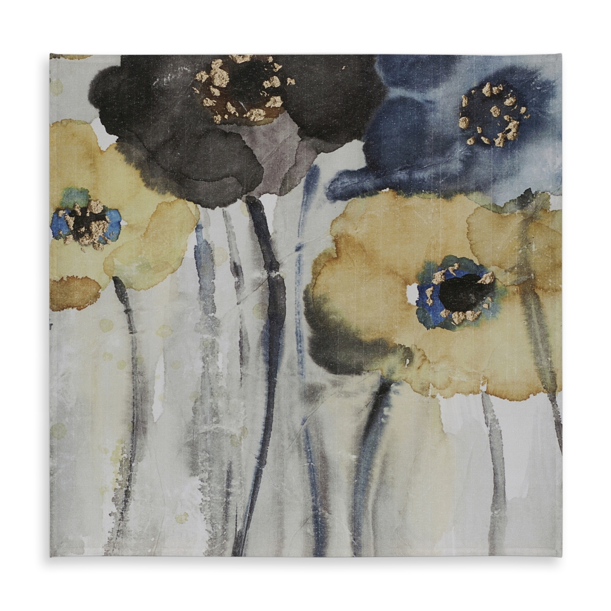 Picture of Begin Home Decor C1TC5858O2E42M 58 x 58 in. Gray Blue Yellow Flowers Tablecloth - Contemporary Home Decor
