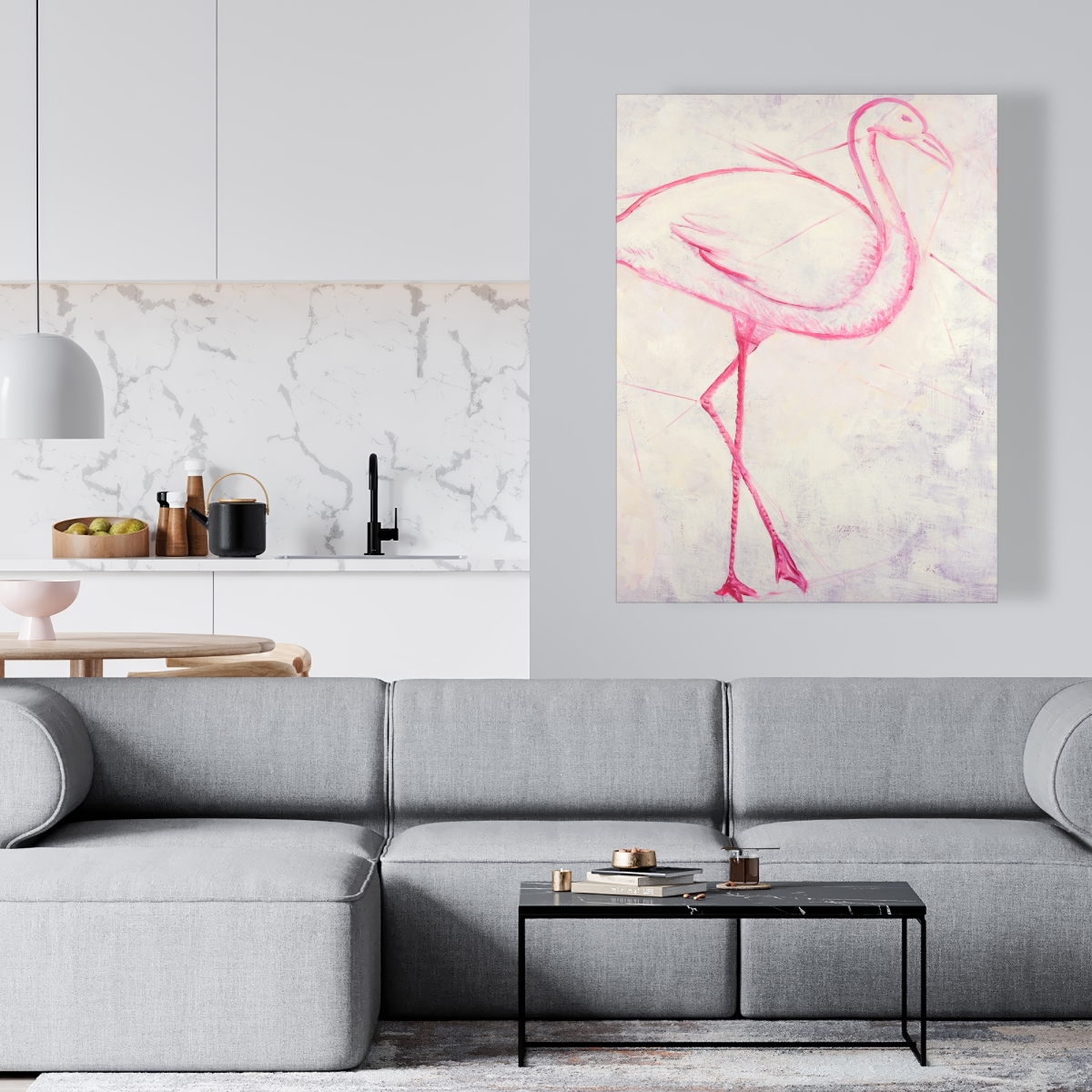 C1RC3648HL9ED8 36 x 48 in. Flamingo Sketch - Exotic Animal Canvas for Home Decor