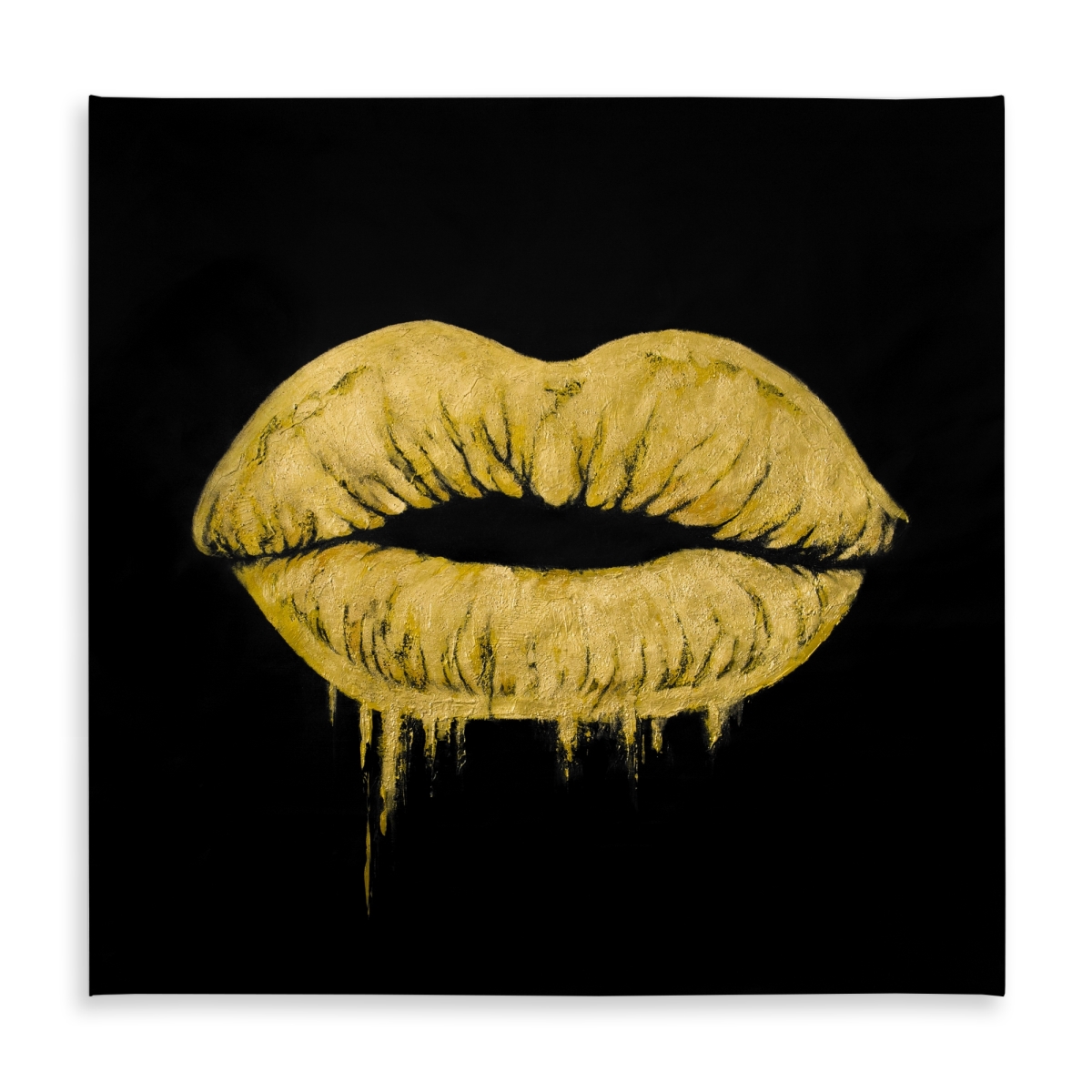 Picture of Begin Home Decor C1TC5858CY2ZUQ 58 x 58 in. Golden Lips Figurative Woman Tablecloth - Indoor & Outdoor Decor